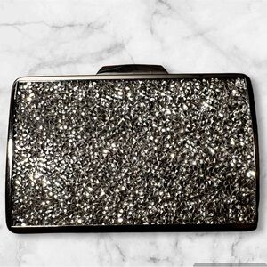 JNB Pewter Crystal Hard Case Evening Bag